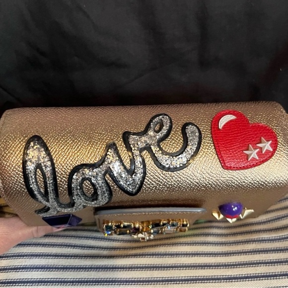 Authentic⚠️Dolce & Gabbana Gold and Silver Embellished Crossbody Bag - Picture 5 of 11